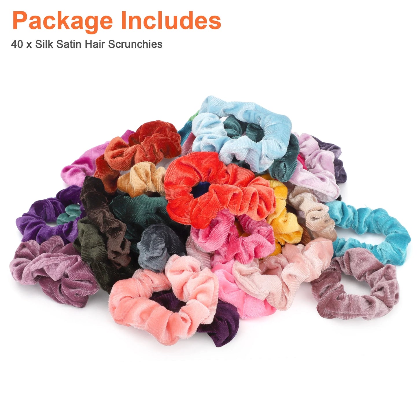 40Pcs Hair Scrunchies, Elastic Velvet Hair Ropes, Multicolor Hair Ties, Ponytail Holder