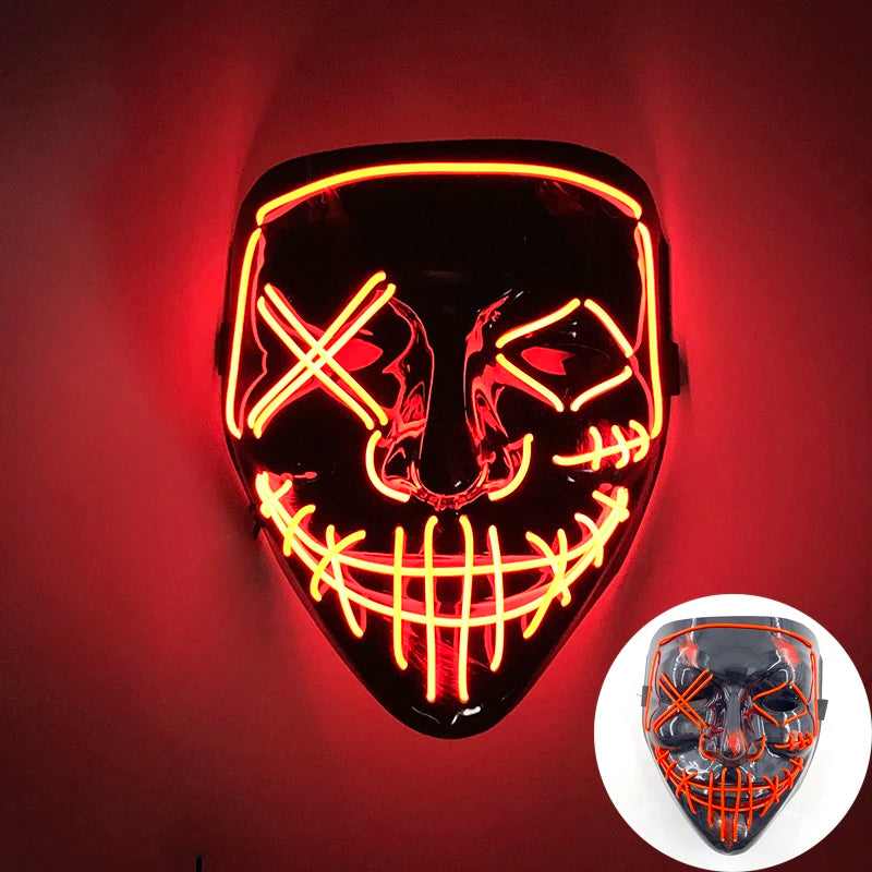 Wireless Scary Glowing Mask LED Luminous Purge Mask Halloween Horror Neon Light up Cosplay Party Mask Fstival Costume Supplies