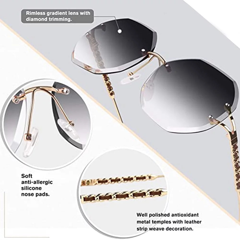 Oversized Polarized Sunglasses for Women Men Trendy Retro Large Metal Frame Shades UV400 Protection,Gradient Gray