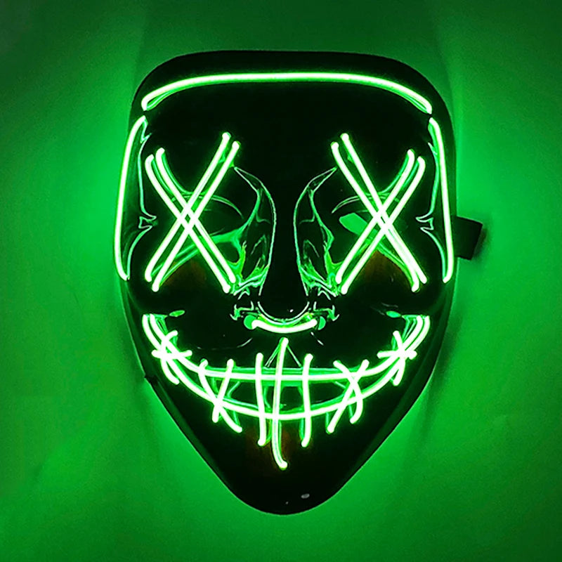 Wireless Scary Glowing Mask LED Luminous Purge Mask Halloween Horror Neon Light up Cosplay Party Mask Fstival Costume Supplies