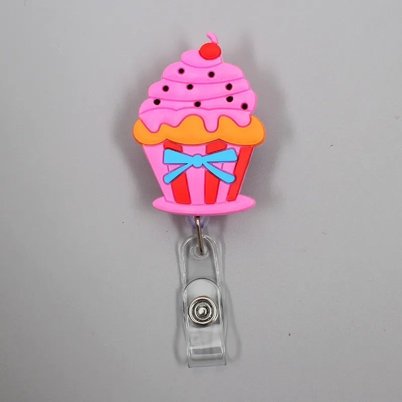 1 Pc New Cute Donuts & Cake Retractable Pull Nurse Students Badge Reel ID Lanyard Name Tag Card Badge Holder Reels for KIDS