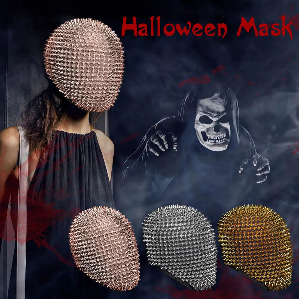 Halloween Mask Studded Spikes Full Face Cover Halloween Funny Mask Full Head Helmet Cosplay Props Night Club Dance Mask