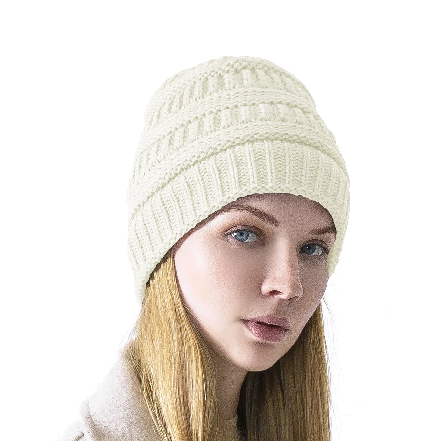 Women Men'S Knitted Beanie Hat Skull Baggy Chunky Messy Ski Winter Cap