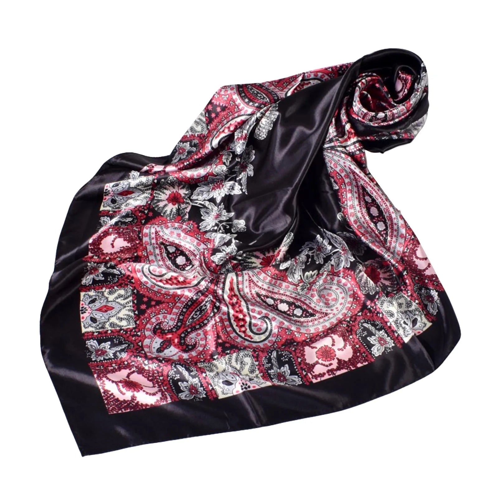 Women Fashion Satin Square Head Scarf Lightweight Neck Scarves Hair Bandana Neckerchief Spritz Headband Compact Folding Headband