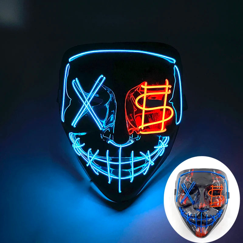 Wireless Scary Glowing Mask LED Luminous Purge Mask Halloween Horror Neon Light up Cosplay Party Mask Fstival Costume Supplies