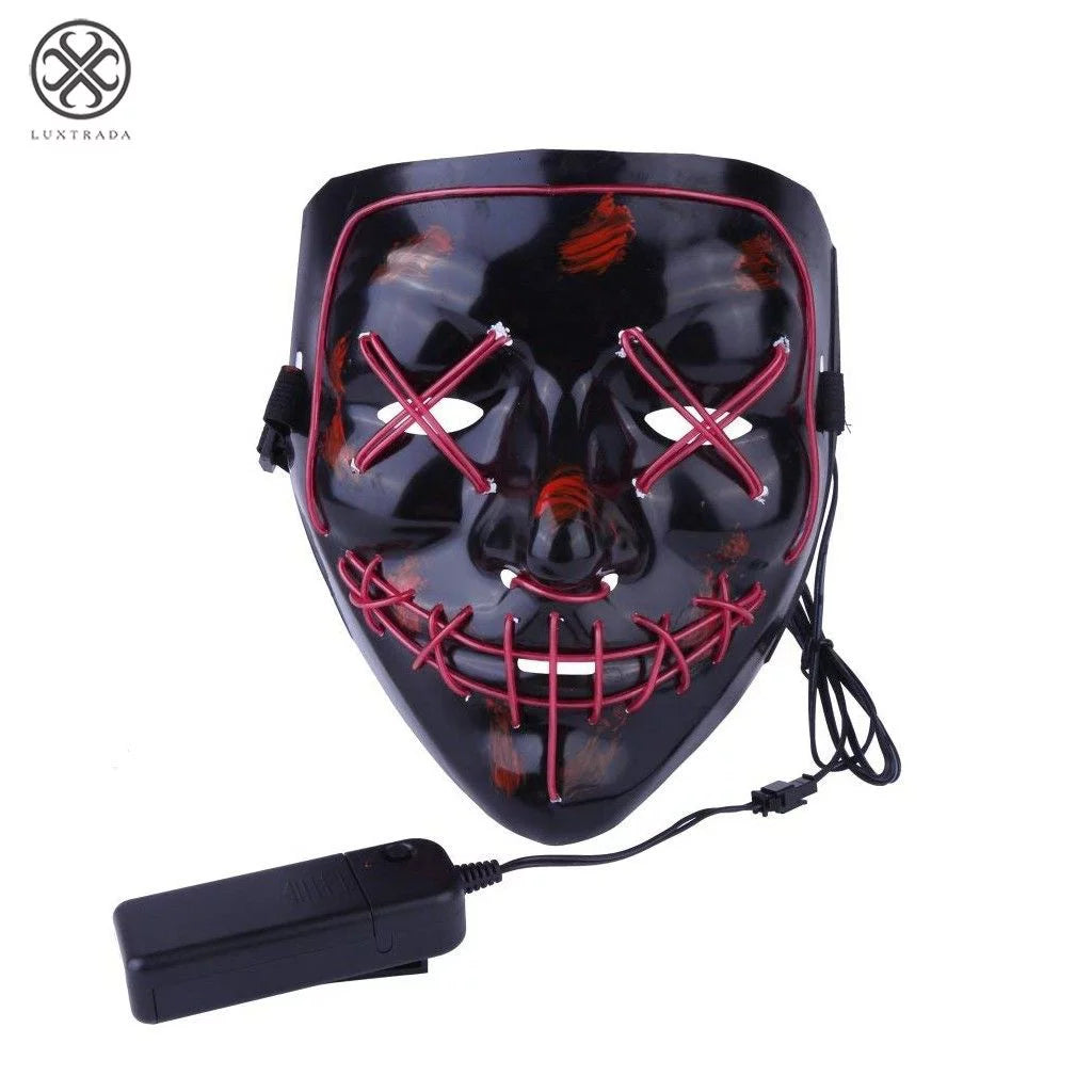 Halloween LED Glow Mask EL Wire Light up the Purge Movie Costume Party +AA Battery (Yellow)