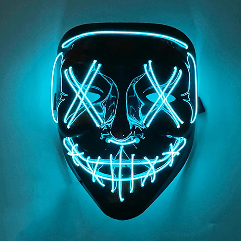 Wireless Scary Glowing Mask LED Luminous Purge Mask Halloween Horror Neon Light up Cosplay Party Mask Fstival Costume Supplies