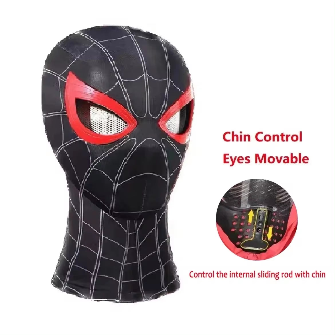 Spiderman Mask Eyes Movable Remote Control Spiderman Mask Peter Parker Halloween Cosplay Costume Mask Spandex Fabric Material