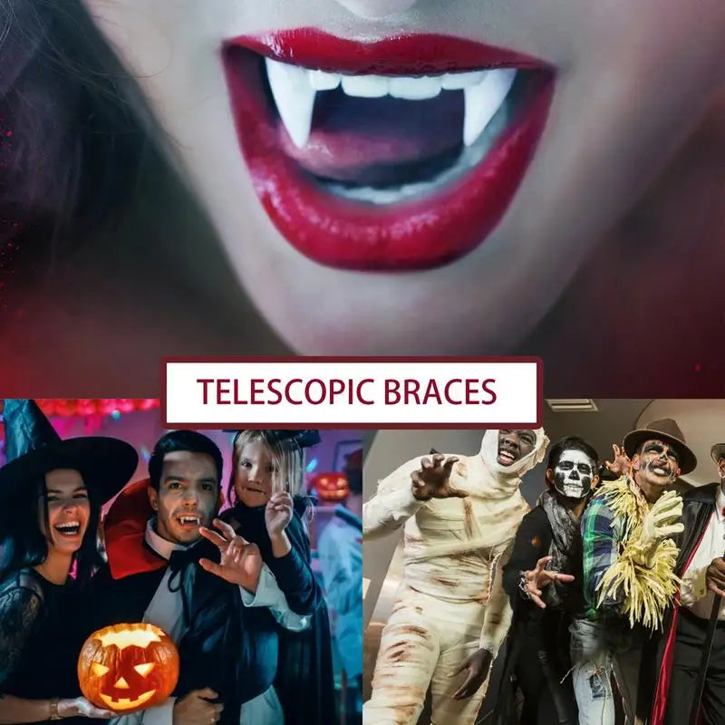 Halloween Fake Teeth Cosplay Vampire Fangs Retractable Teeth Dress Costume Tooth Gift Vampire Teeth Party Decoration