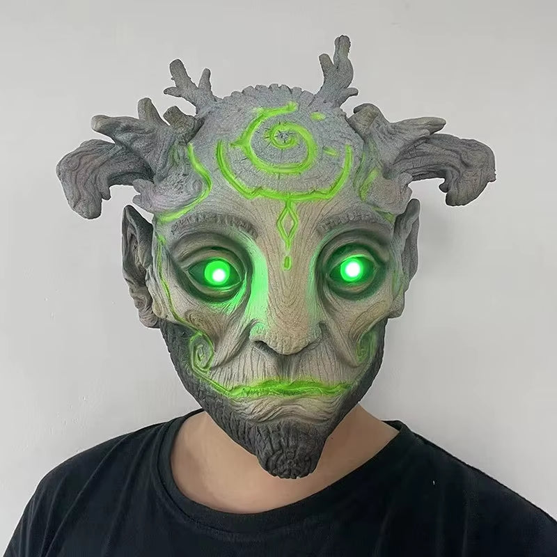 Cyberpunk LED Latex Mask Funny Halloween Glowing Dryad Mask Masquerade Glow in the Dark Cool Mascara for Men'S Halloween Decor