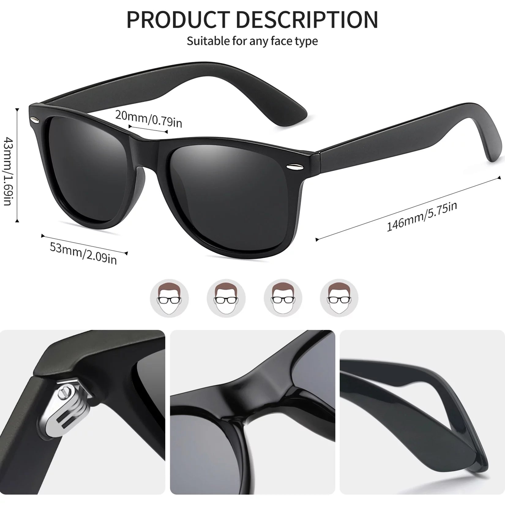 Sunglasses for Women Men, Polarized Womens Classic Retro Trendy Square Mirrored Sun Glasses UV400 Protection