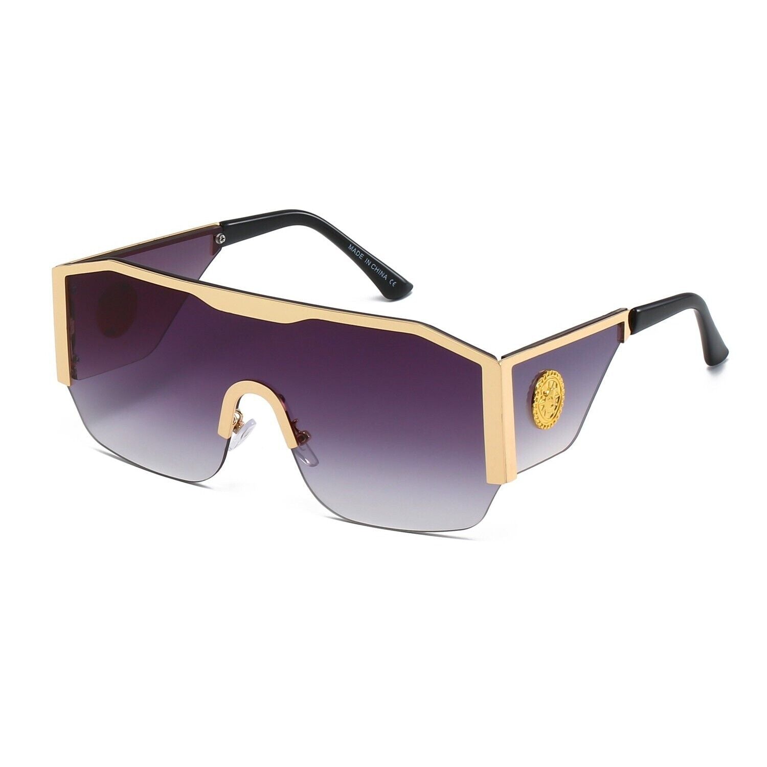 Gold Frame Large Size Sunglasses Men Women Shades Elegant Retro Classic Hip Hop