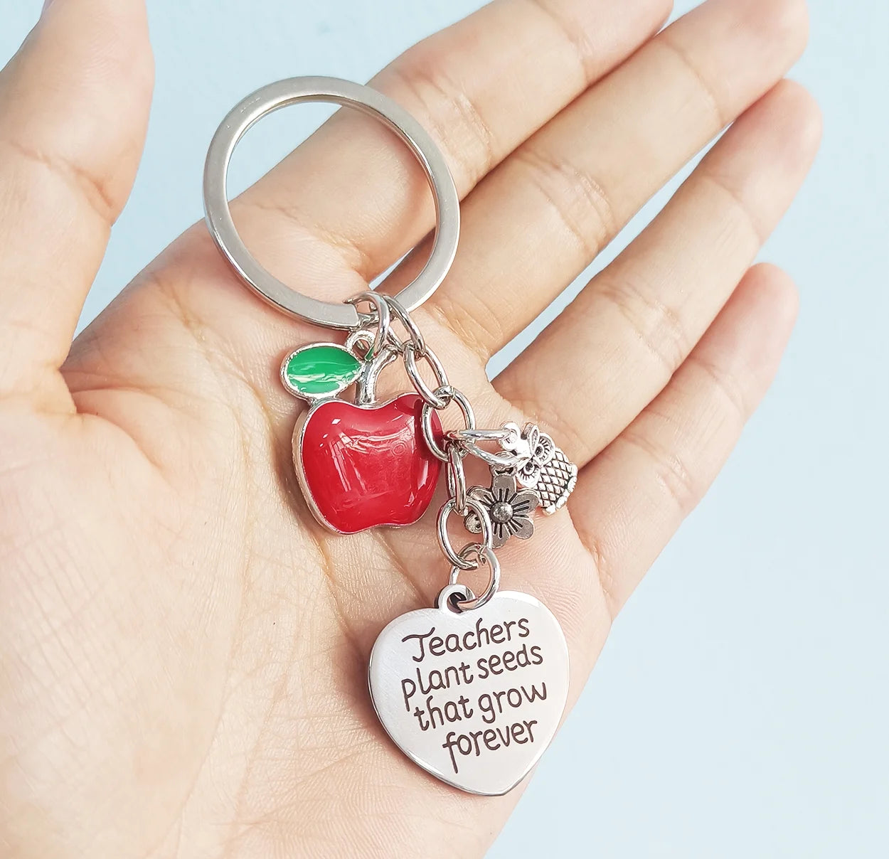 Teacher Appreciation Gifts Teacher Keychain Thank You Gifts for Women - Perfect Christmas and Valentine'S Day Gifts for Teachers Apple 6Pcs