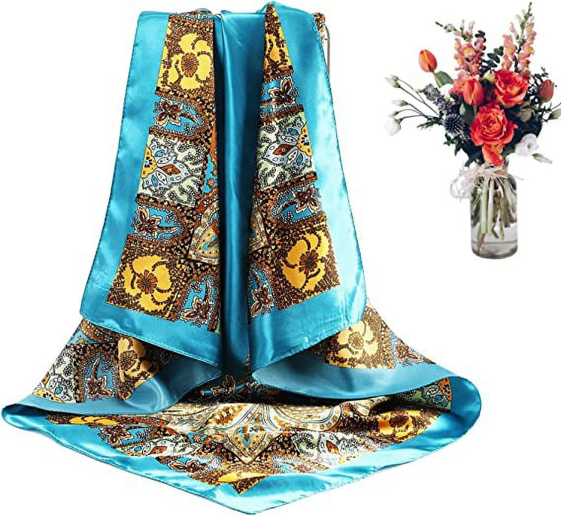 35” Large Square Satin Head Scarf - 3Pcs Satin Hair Scarves Silk Bandana Scarf Headscarf Silk Feeling Scarf for Women