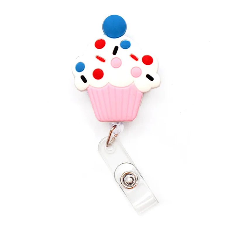 1 Pc New Cute Donuts & Cake Retractable Pull Nurse Students Badge Reel ID Lanyard Name Tag Card Badge Holder Reels for KIDS