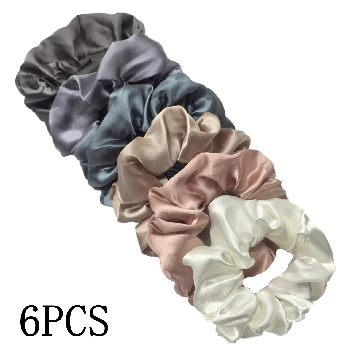 25/10//6Pcs Satin Scrunchies Girls Elastic Hair Band Ponytail Holder Ties Rubber Bands Fashion Women Accessories Solid Scrunchy