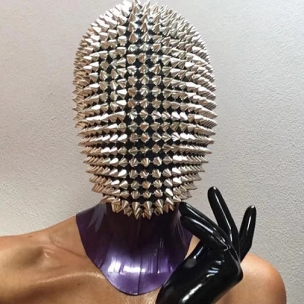 Halloween Mask Studded Spikes Full Face Cover Halloween Funny Mask Full Head Helmet Cosplay Props Night Club Dance Mask