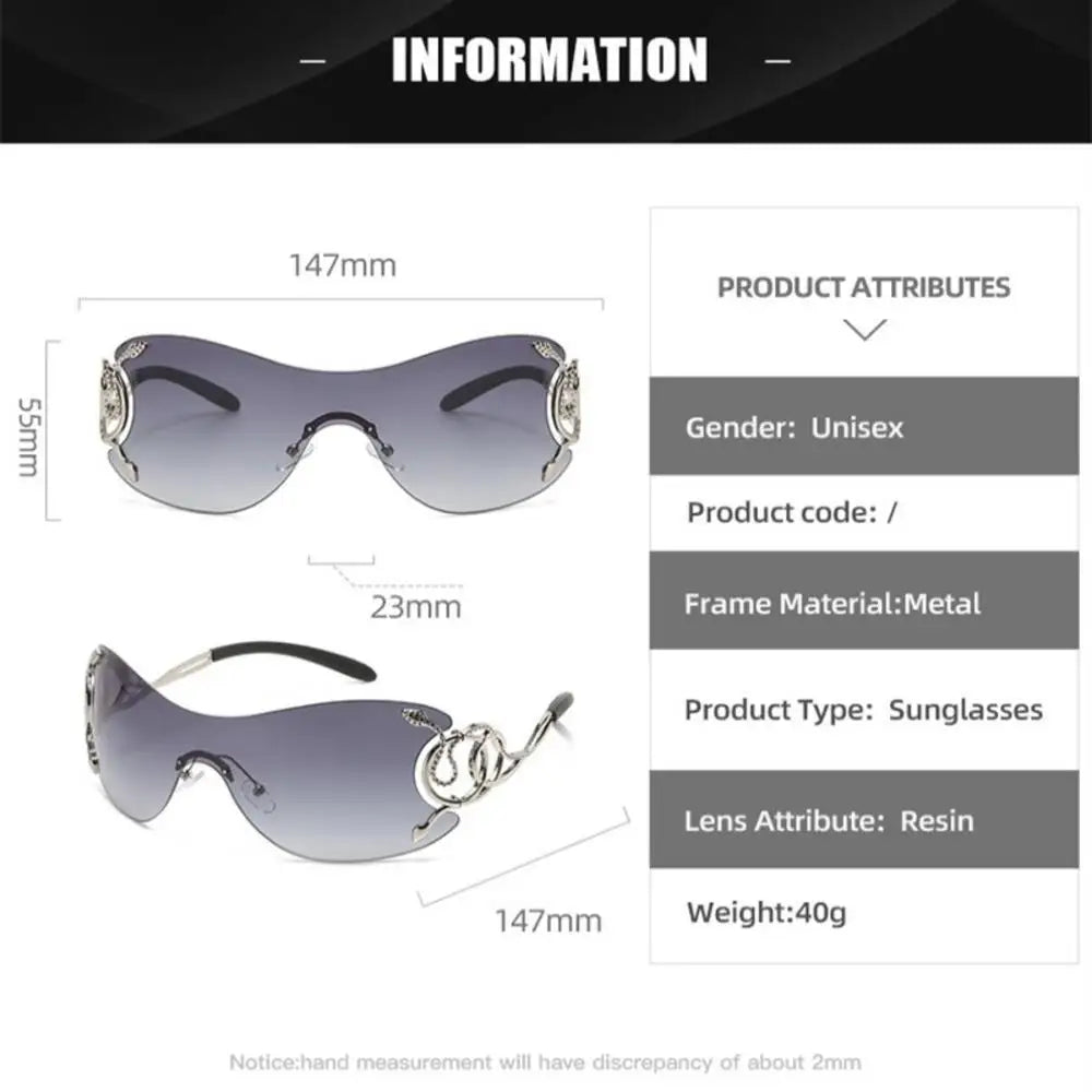 Y2K Rimless Sunglasses Women Stylish Gradient Lens Outdoor Shades Trendy Luxury Brand Design Metal Frame Eyewear Goggle