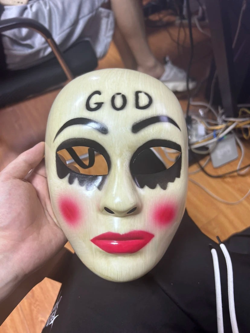 Purge Cross and God Mask Halloween Cosplay Props, Scary Horror Killer Face for Cosplay Masquerade Clown Halloween Costume Party