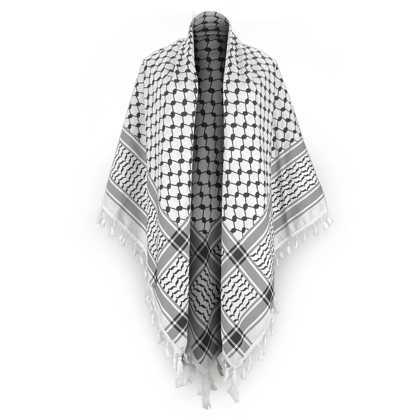 Houndstooth Palestine Scarf Keffiyeh Arafat Hatta Cotton Wide Scarf with Tassels, Shemagh Arab Cotton Unisex Scarves