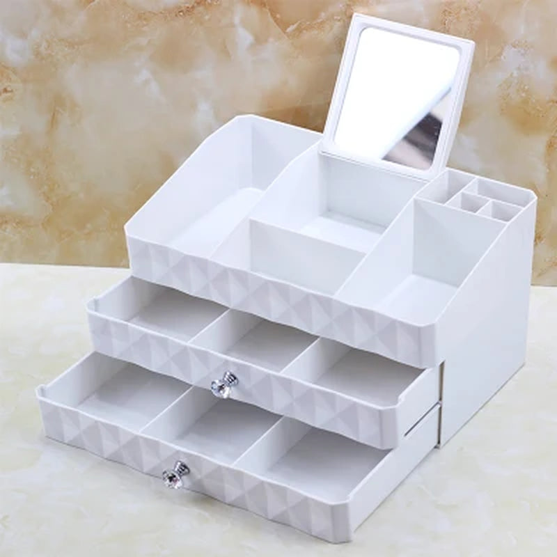 "Sparkle and Organize: Luxurious Multi-Layer Cosmetic Drawer Storage Box for Jewelry, Skin Care, and More!"