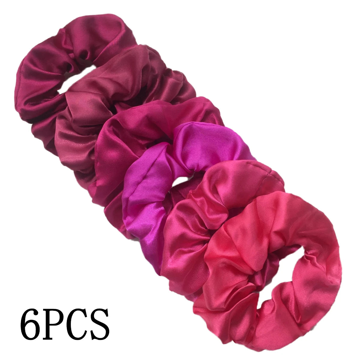 25/10//6Pcs Satin Scrunchies Girls Elastic Hair Band Ponytail Holder Ties Rubber Bands Fashion Women Accessories Solid Scrunchy